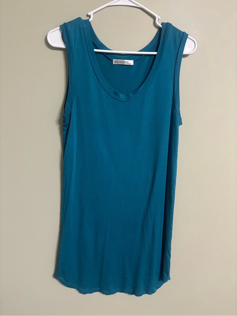 Natural Life Teal Sleeveless Mini Dress Small Scoop Neck Curved Hem Lounge Dress
